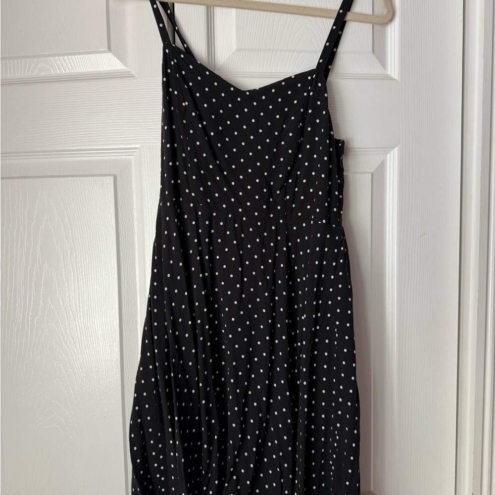 Old Navy Black and White Polka Dot Midi Dress